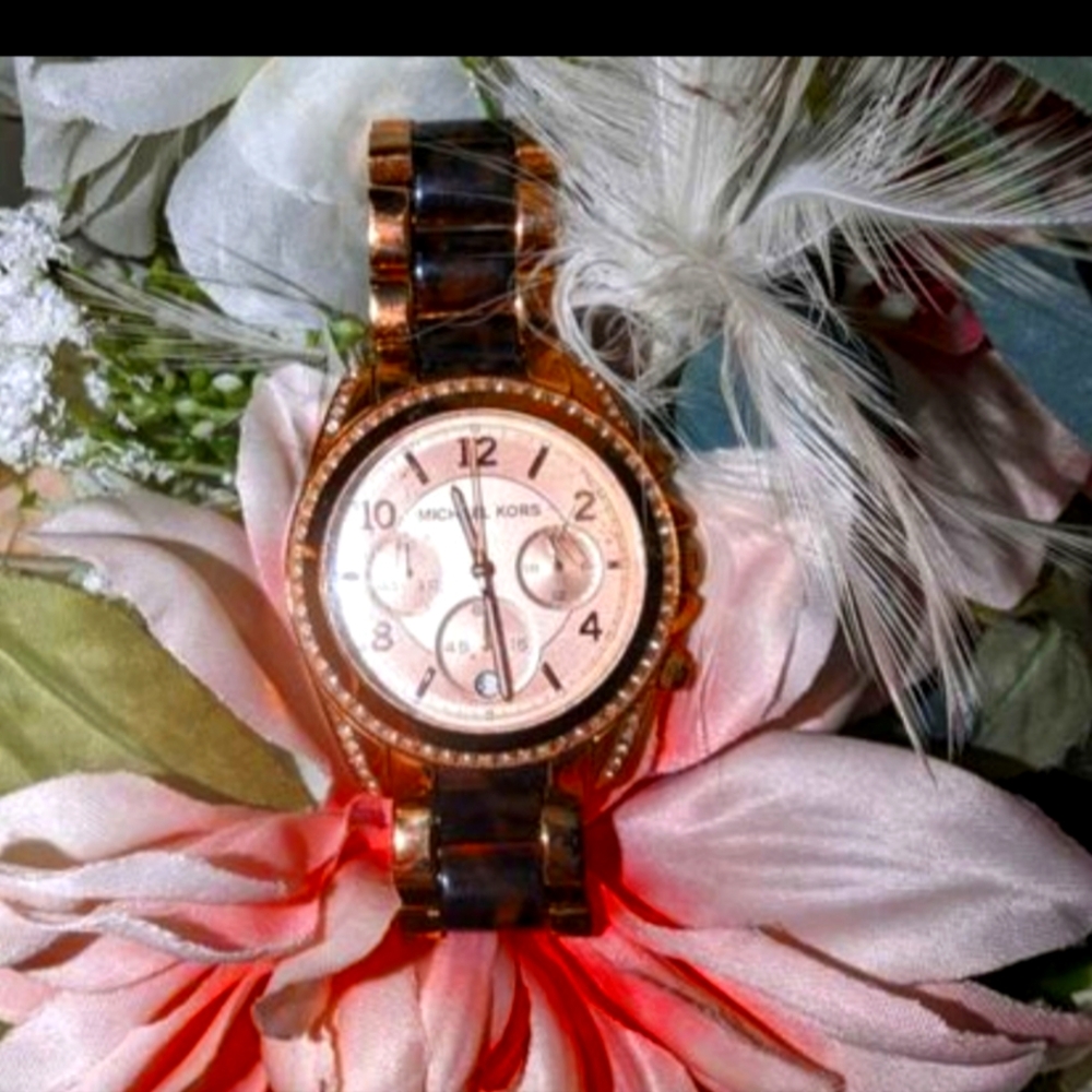 Micheal kors gold watch with Swarovski crystals